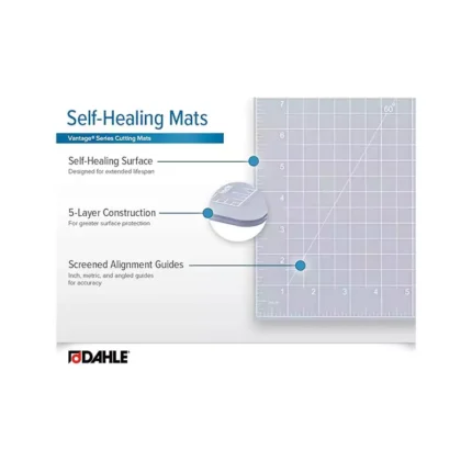 Dahle Vantage 10683 See-Through Premium Self-Healing Cutting Mat, 24"x36", 1/2" Grid, 5 Layers for Max Healing, Perfect for Crafts & Sewing, Clear